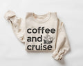 Beige (sand) sweatshirt with 'coffee and cruise' text and ship graphic on a white background