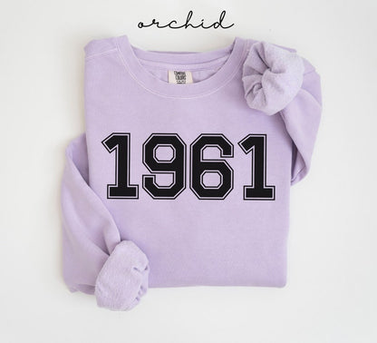 Personalized 1961 Sweatshirt, Retro 64th Birthday Gift, Comfort Colors® 1961 Birth Year Sweater