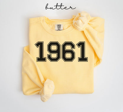 Personalized 1961 Sweatshirt, Retro 64th Birthday Gift, Comfort Colors® 1961 Birth Year Sweater