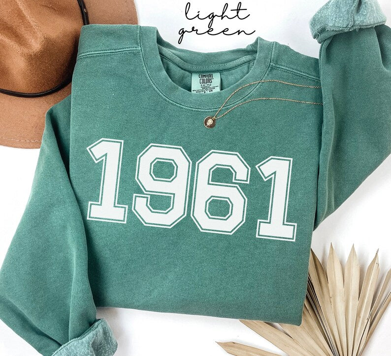 Personalized 1961 Sweatshirt, Retro 64th Birthday Gift, Comfort Colors® 1961 Birth Year Sweater