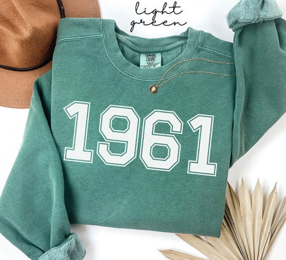 Personalized 1961 Sweatshirt, Retro 64th Birthday Gift, Comfort Colors® 1961 Birth Year Sweater